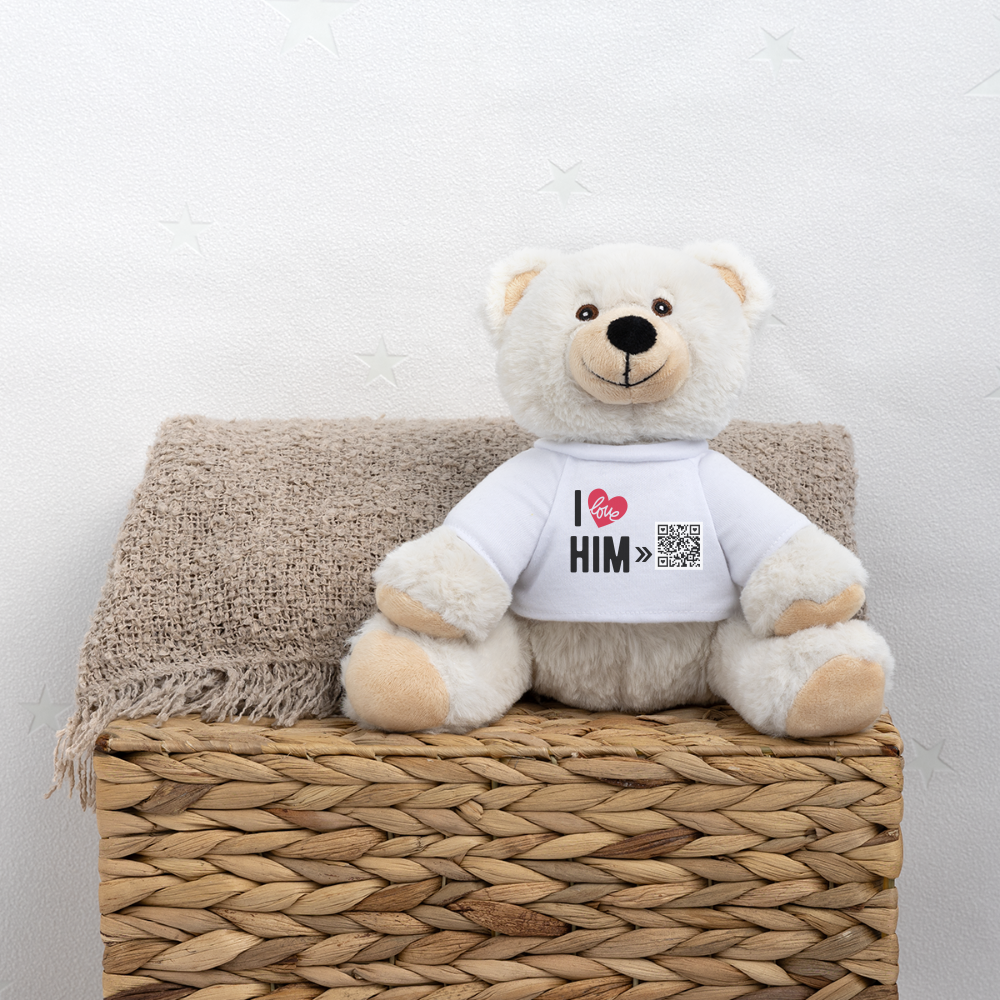 TeddyBär mit "I Love Him" Style [Customized] - Weiß