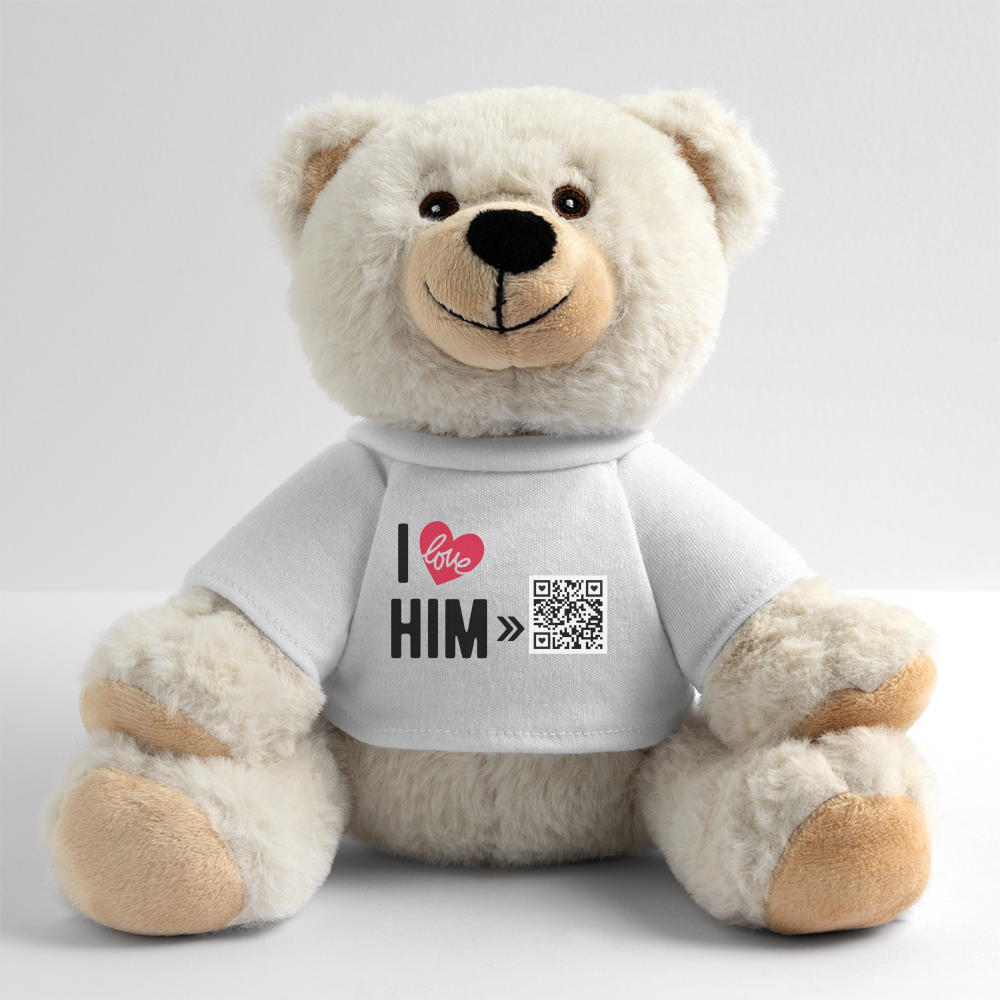 TeddyBär mit "I Love Him" Style [Customized] - Weiß