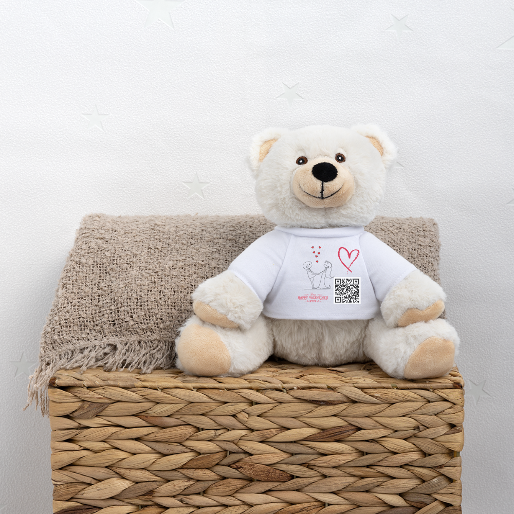 TeddyBär mit "Happy Valentine´s Day" Style [Customized] - Weiß