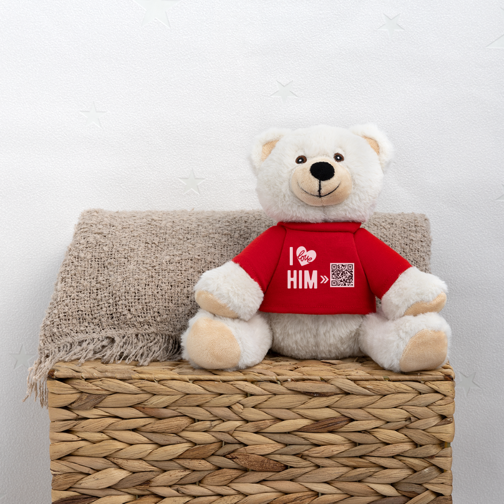 TeddyBär mit "I Love Him" Style [Customized] - Rot