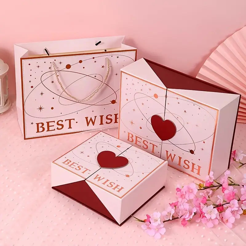 AlphaHeim Valentinstag personalisierte Geschenkbox inklusiv (Schokoladen, Rosen, Herz)